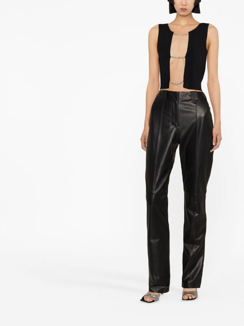Black Ronnie Flared Leather Trousers