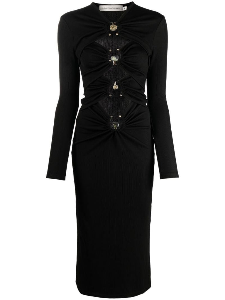 Black Orbit Cut-out Midi Dress