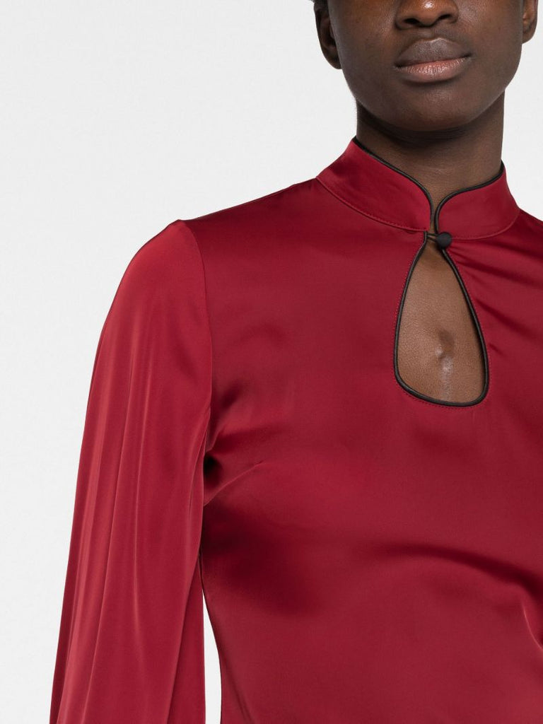 Red Genevieve Feather-trim Top