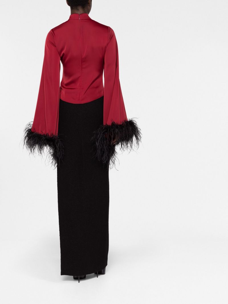 Red Genevieve Feather-trim Top