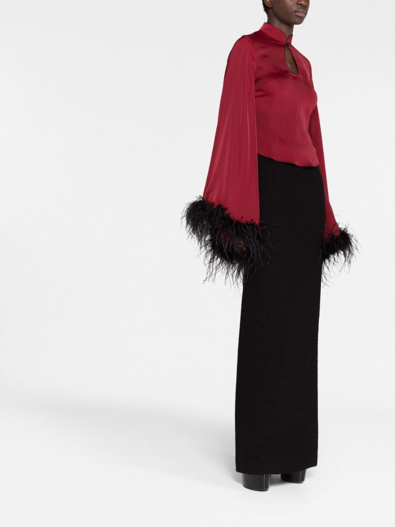Red Genevieve Feather-trim Top