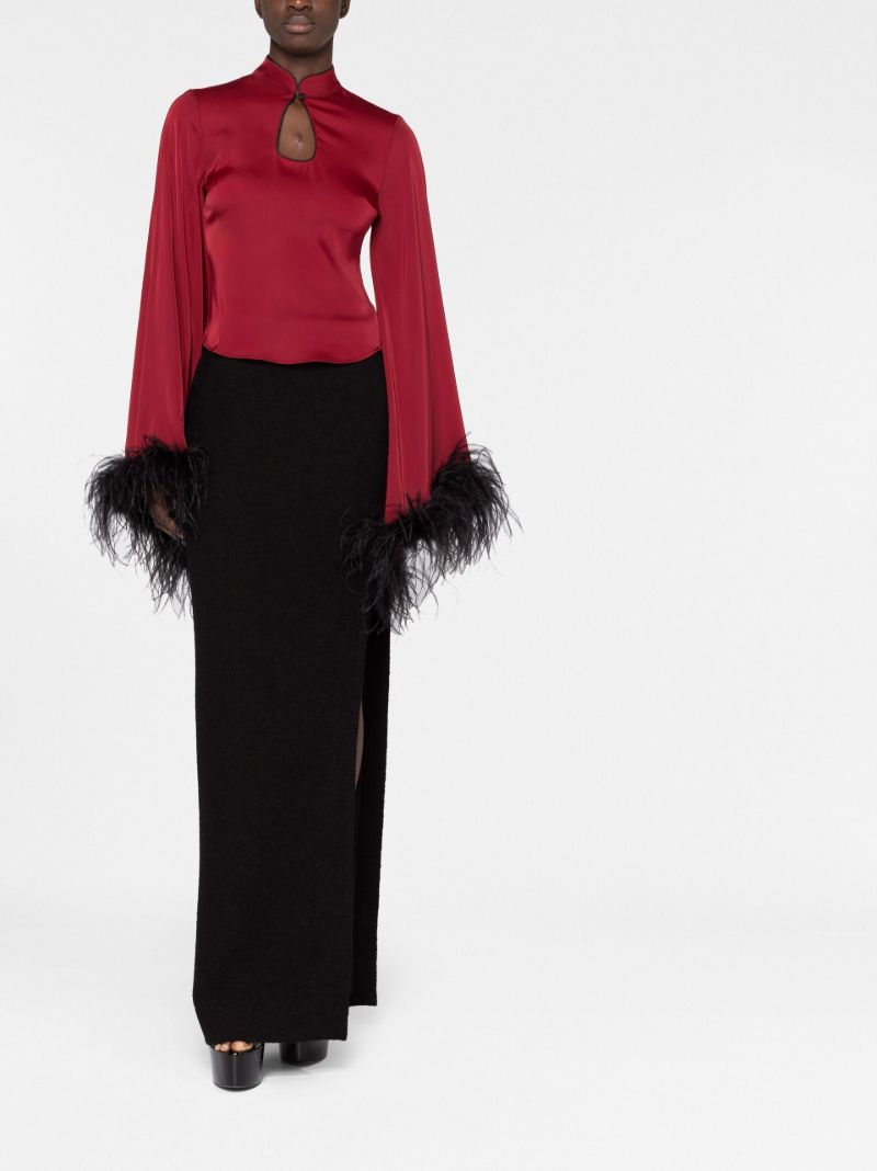 Red Genevieve Feather-trim Top