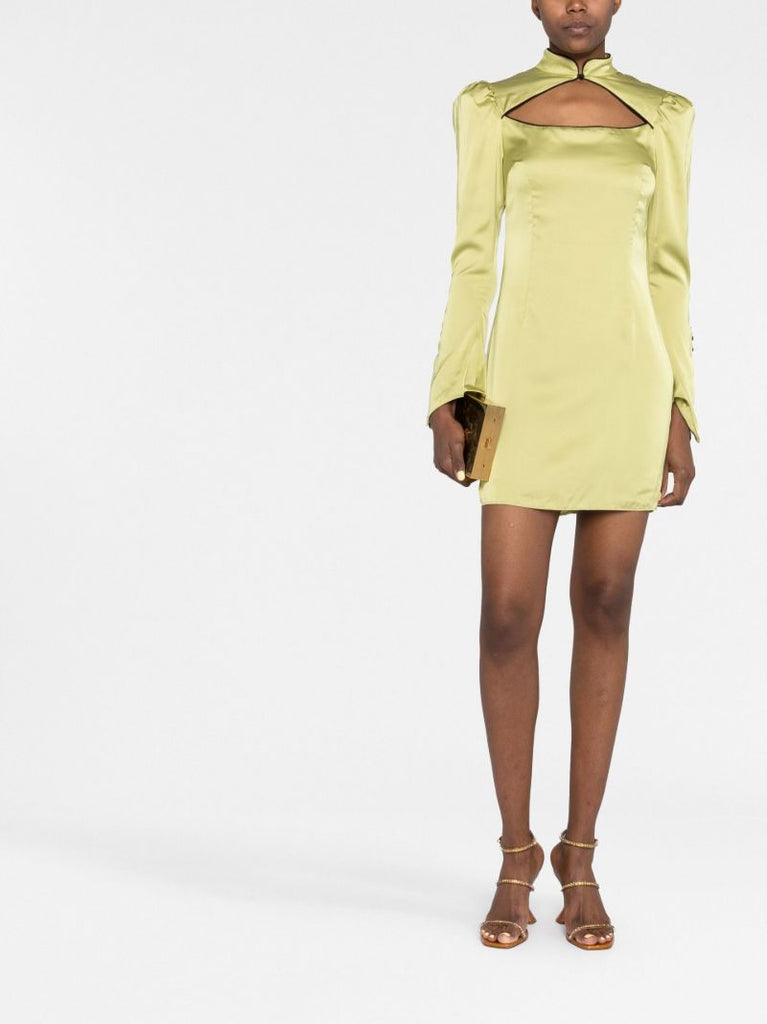 Green Cut-out Vinyl Mini Dress