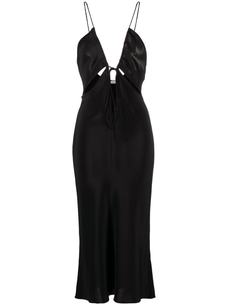 Black Triquetra Cut-out Silk Midi Dress