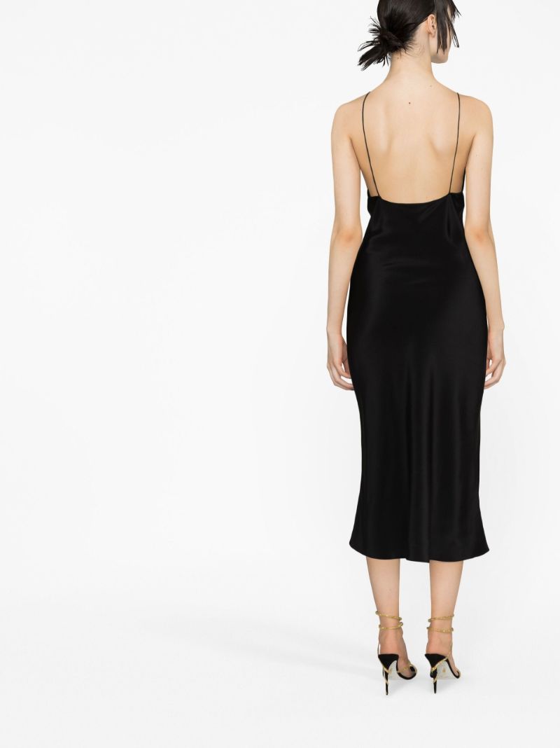 Black Triquetra Cut-out Silk Midi Dress