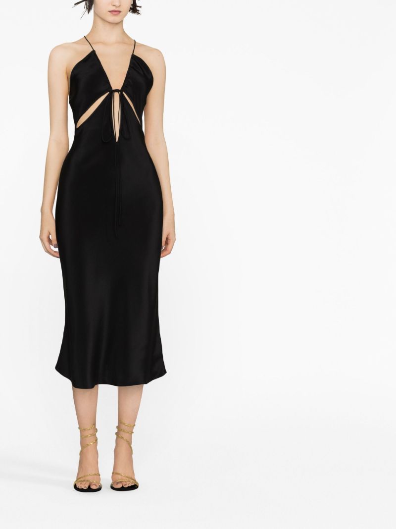 Black Triquetra Cut-out Silk Midi Dress