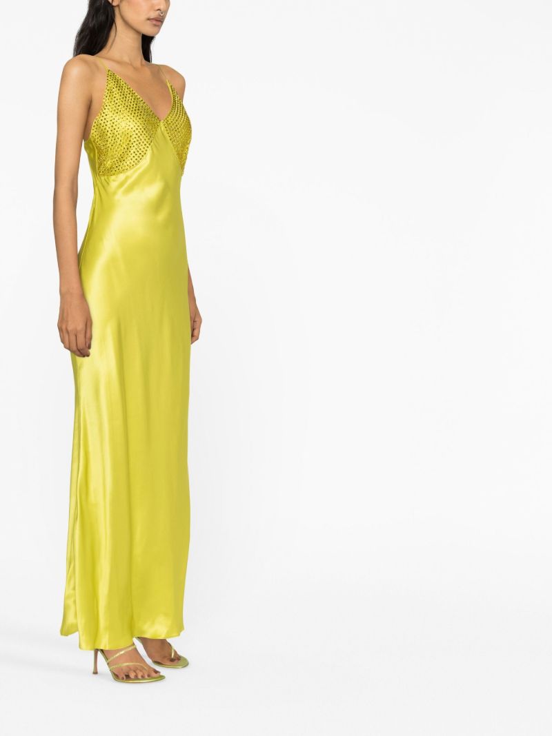 Green Moody Crystal Silk Maxi Dress