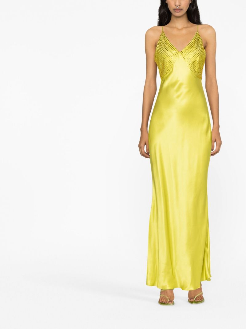 Green Moody Crystal Silk Maxi Dress