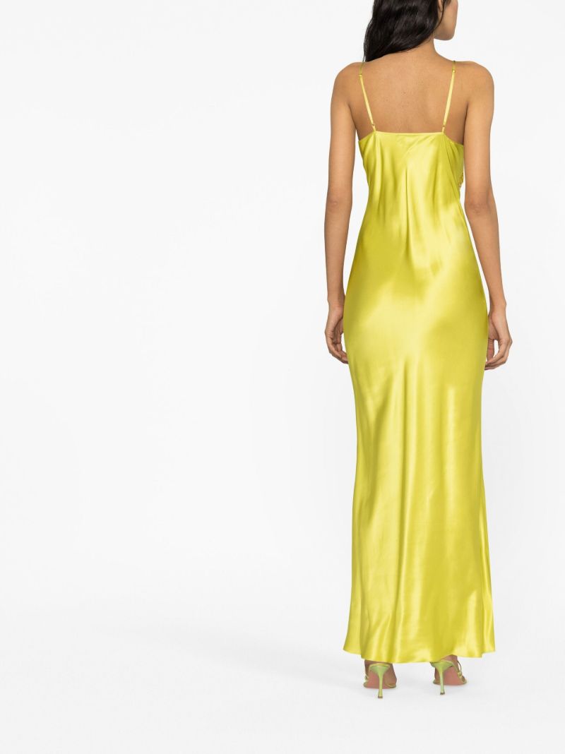 Green Moody Crystal Silk Maxi Dress