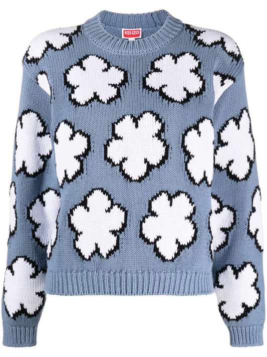 Blue Boke Flower Sweater