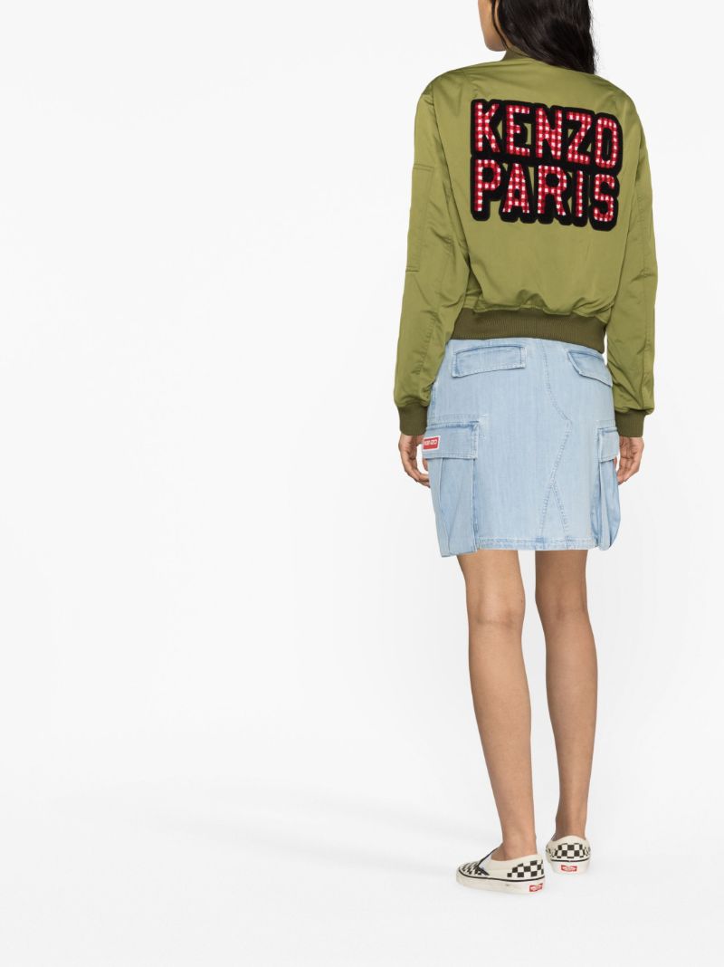 Blue Cargo Denim Mini Skirt
