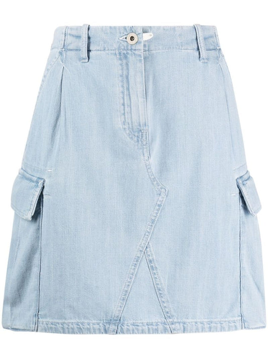 Blue Cargo Denim Mini Skirt