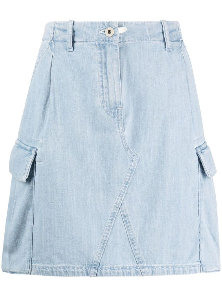Blue Cargo Denim Mini Skirt