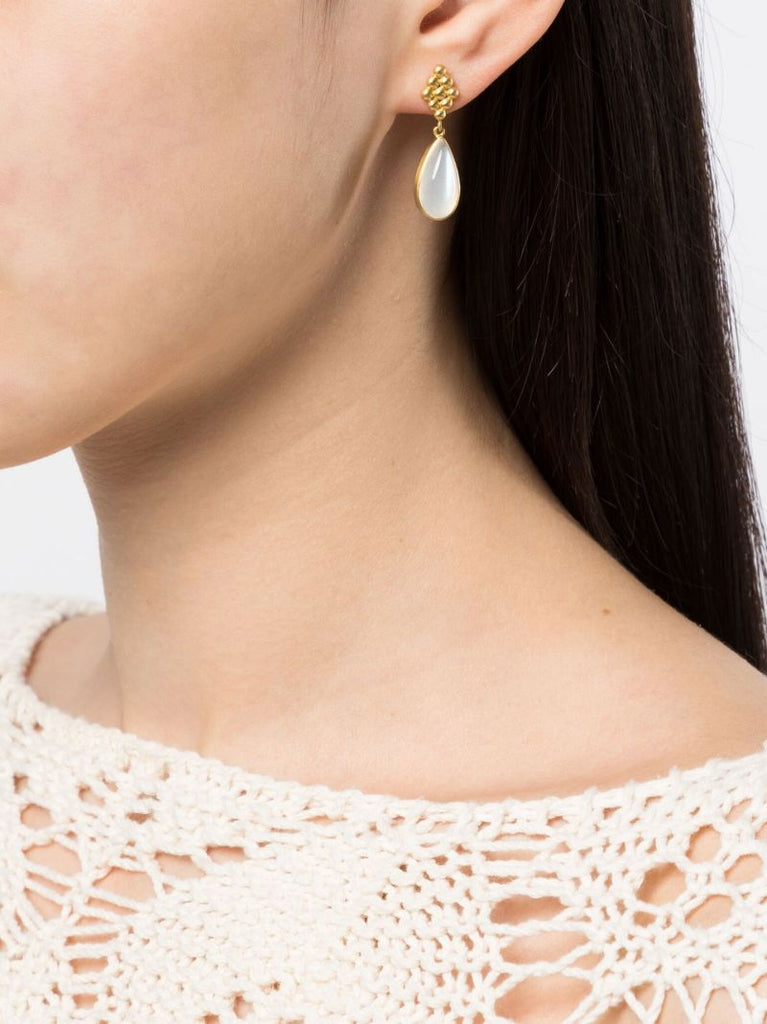 22k Yellow Gold Nona Large Moonstone Drop Earrings