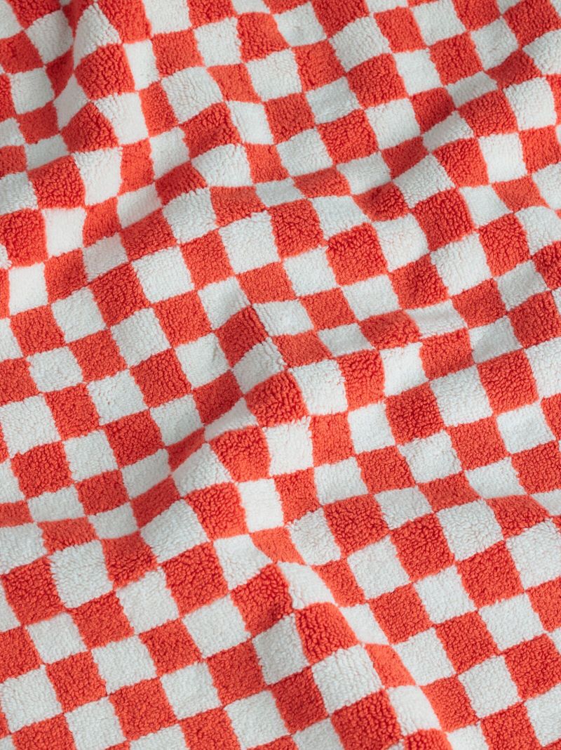 Orange and White Checked Bath Mat