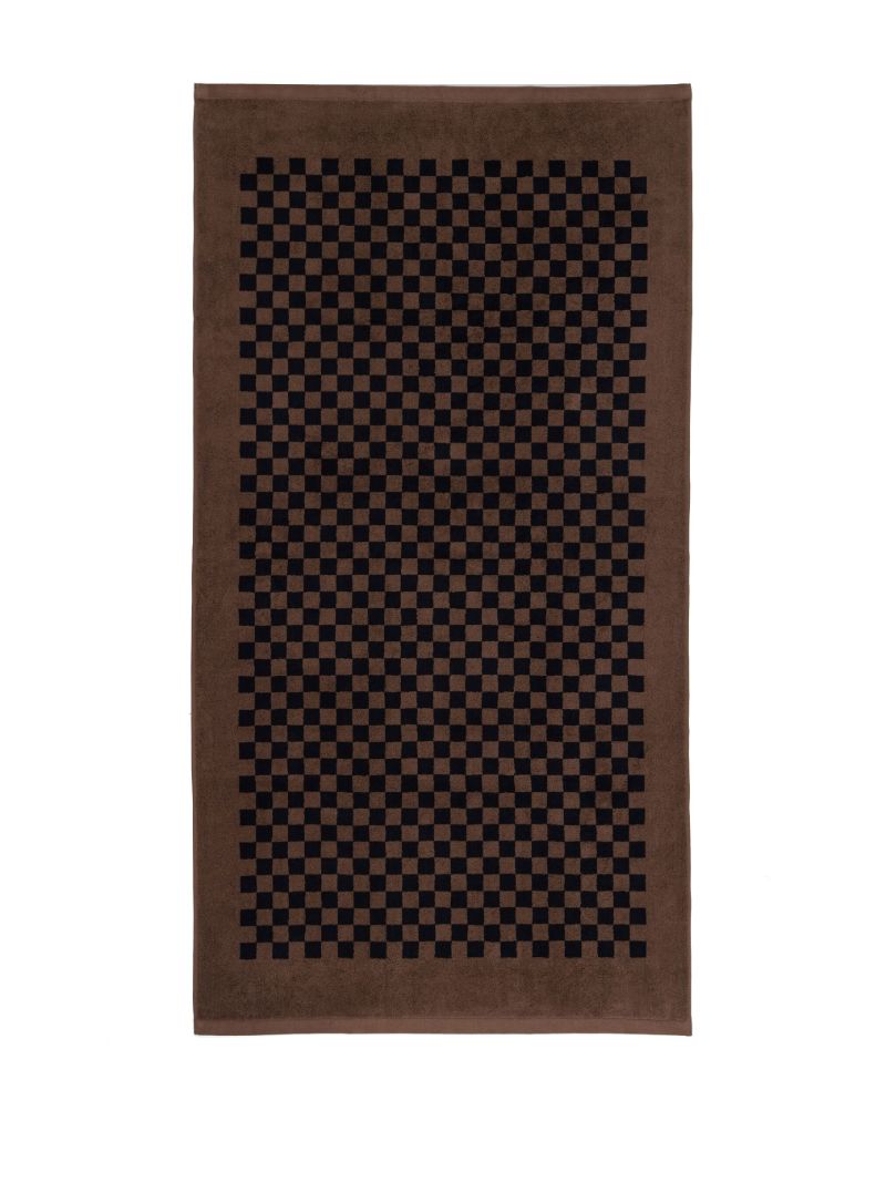 Brown Checkerboard Print Organic Cotton Towel