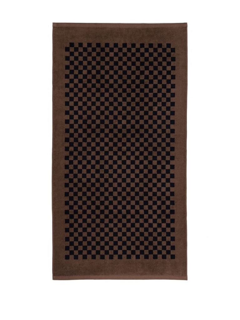 Brown Checkerboard Print Organic Cotton Towel