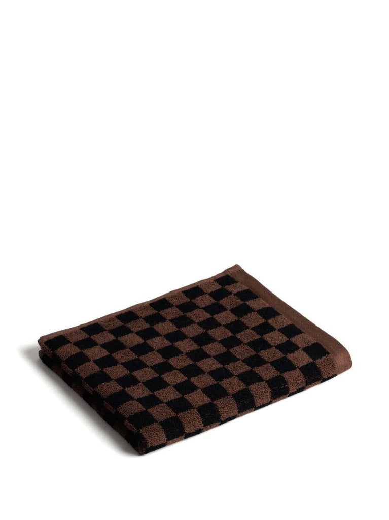 Brown Checkerboard Print Organic Cotton Towel