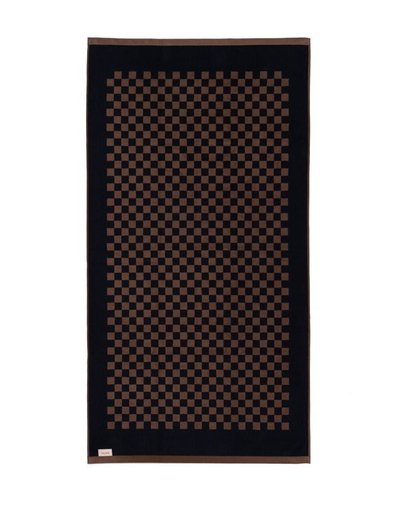 Brown Checkerboard Print Organic Cotton Towel