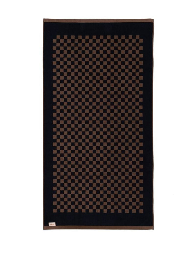 Brown Checkerboard Print Organic Cotton Towel