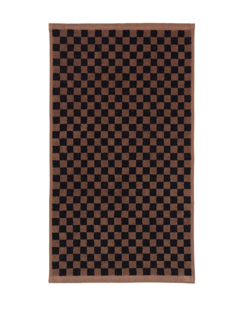 Brown Checkerboard Print Organic Cotton Towel