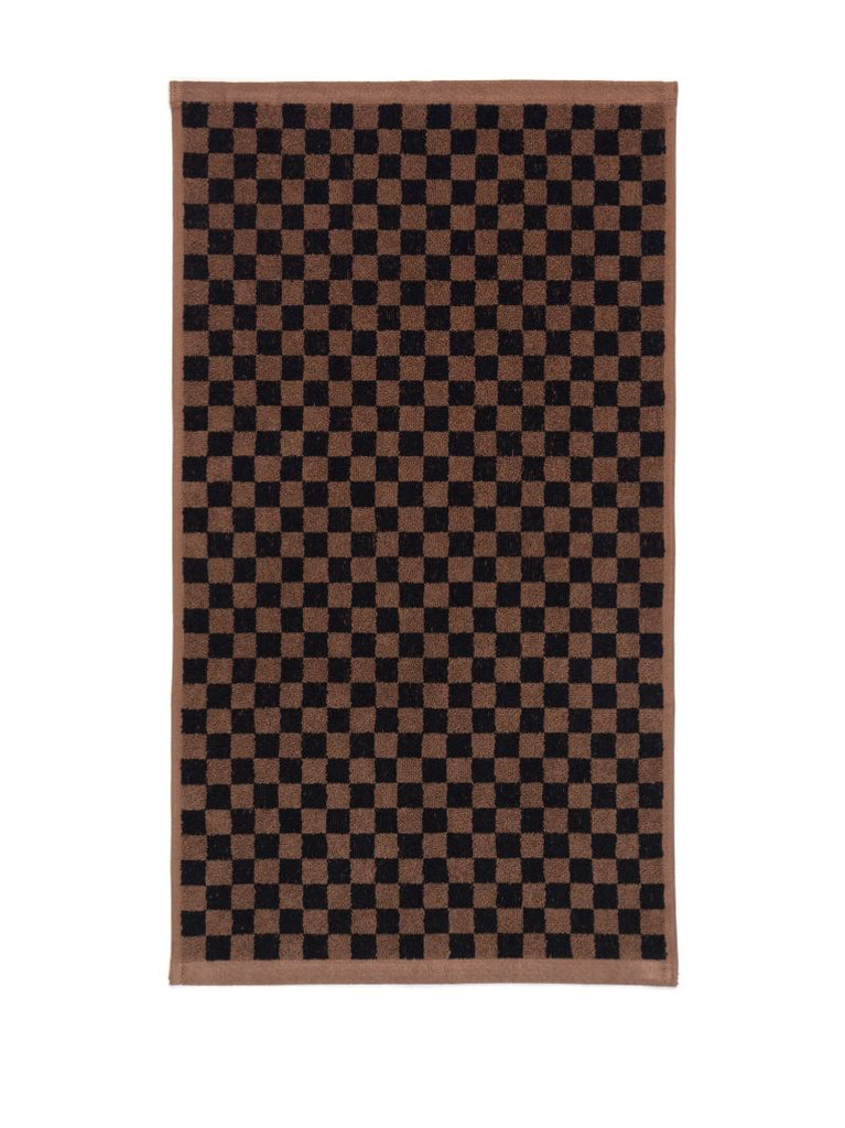 Brown Checkerboard Print Organic Cotton Towel