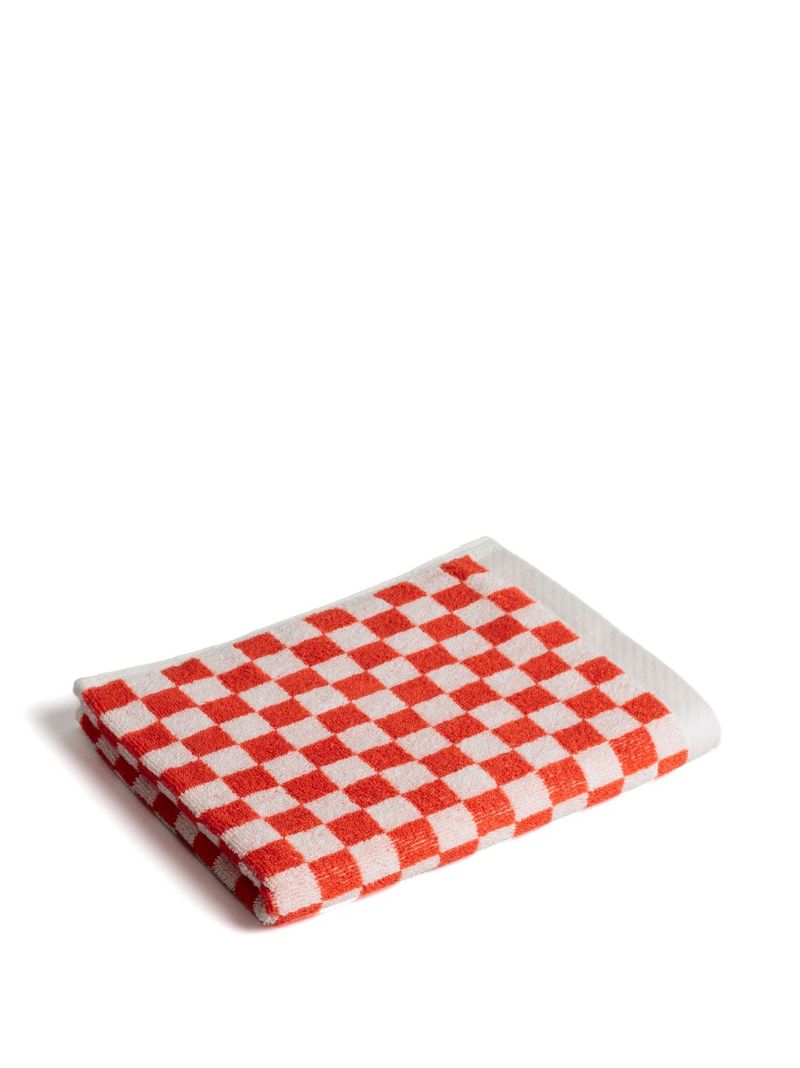 Orange Checkerboard Print Organic Cotton Towel Set