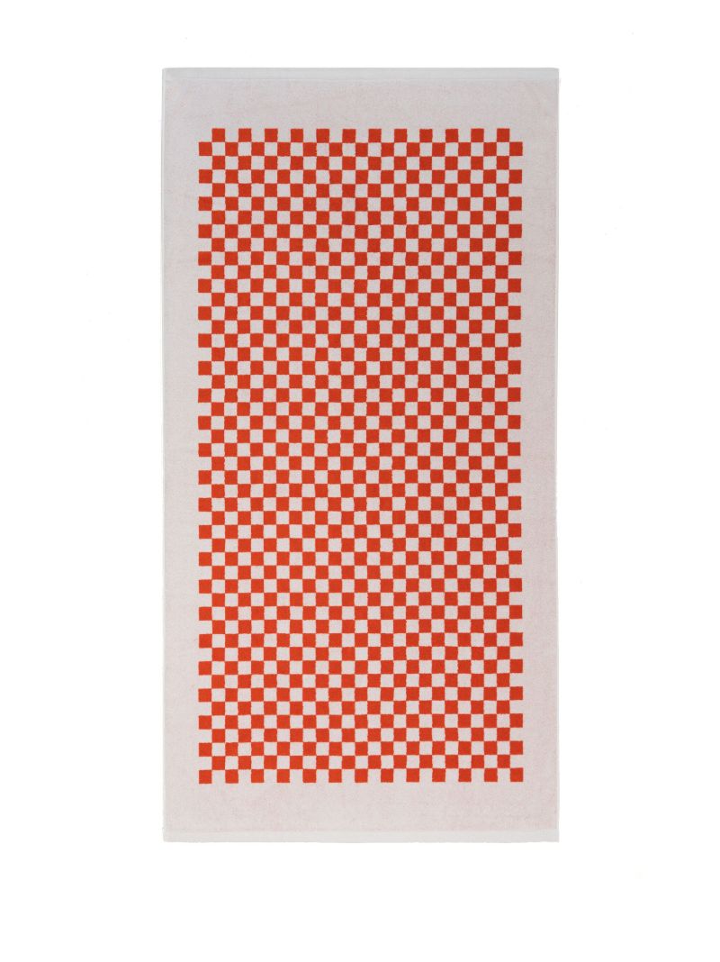 Orange Checkerboard Print Organic Cotton Towel Set