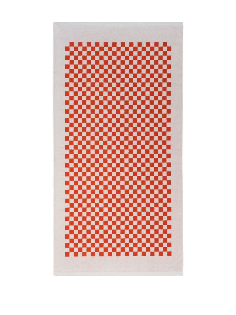Orange Checkerboard Print Organic Cotton Towel Set