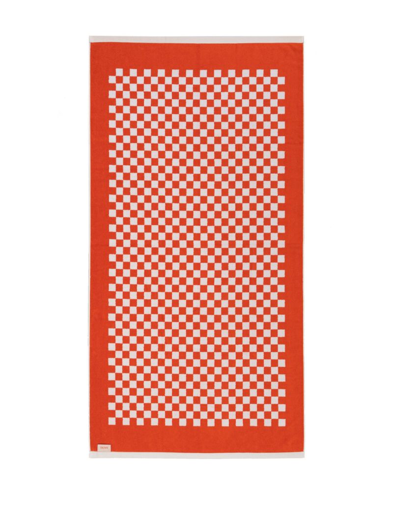 Orange Checkerboard Print Organic Cotton Towel Set