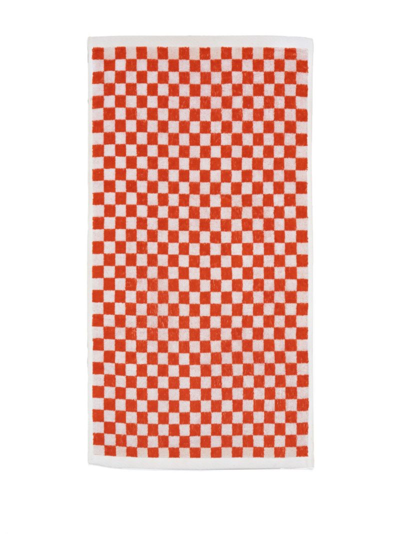 Orange Checkerboard Print Organic Cotton Towel Set
