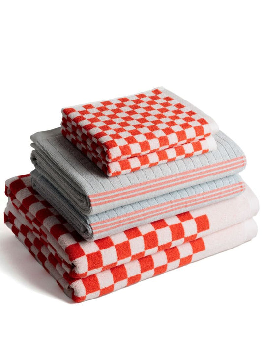 Orange Checkerboard Print Organic Cotton Towel Set