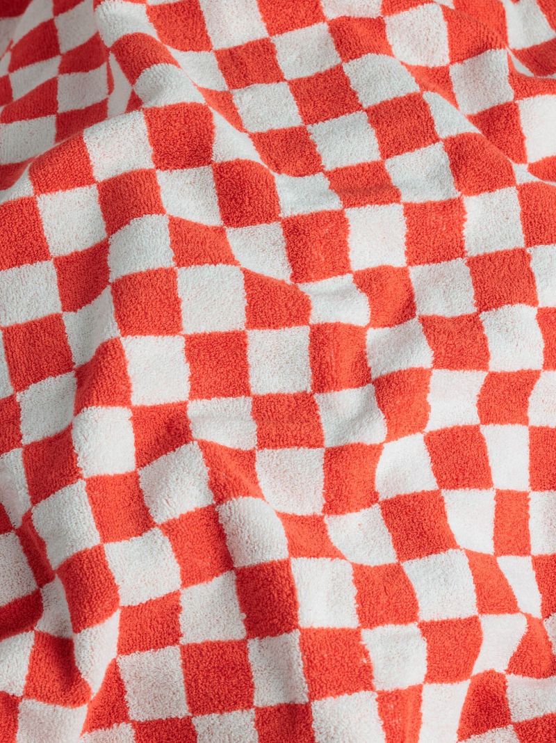 Orange Checkerboard Print Organic Cotton Towel Set
