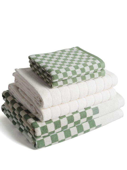 Green and White Bathing Towel Set