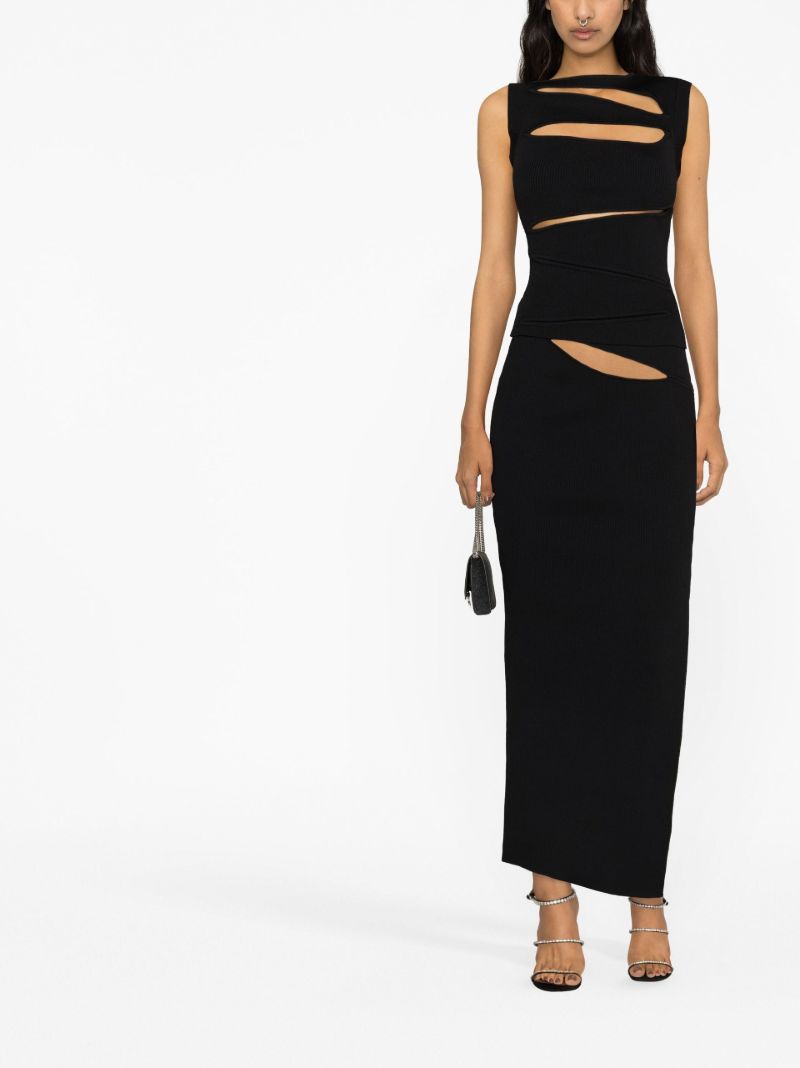 Black Slashed Cut-out Knitted Top