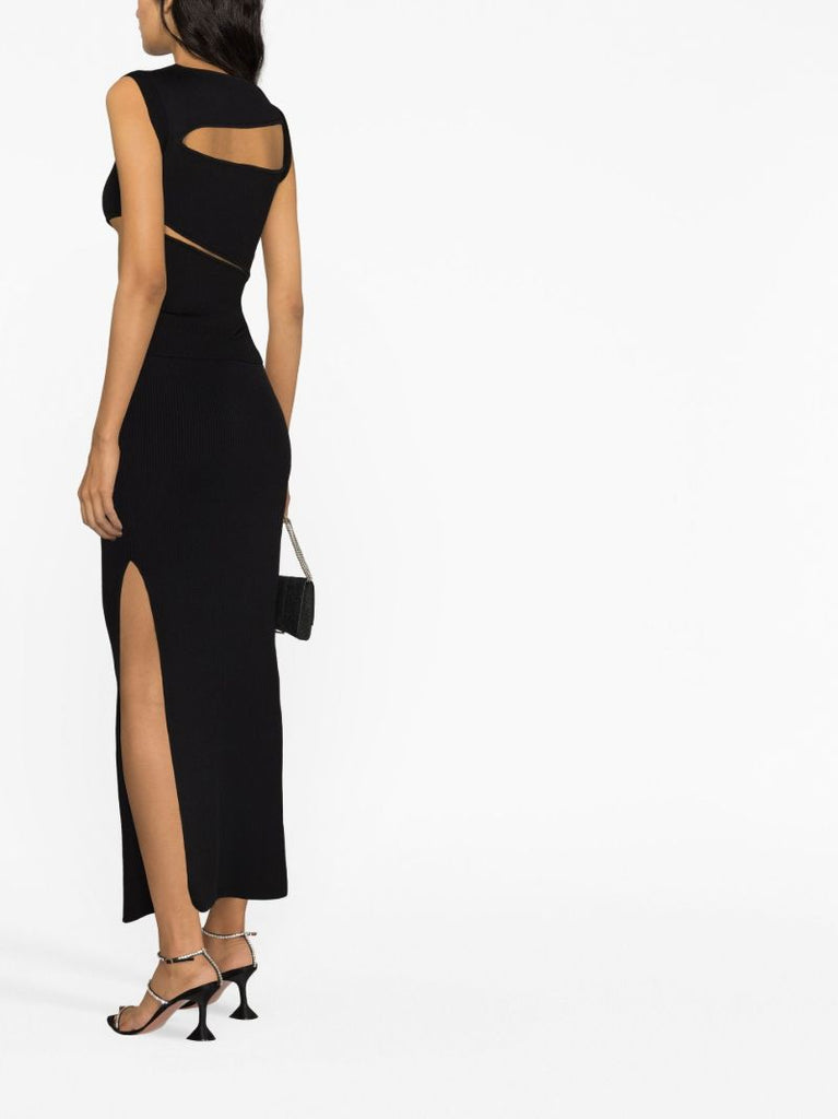 Black Slashed Cut-out Knitted Top