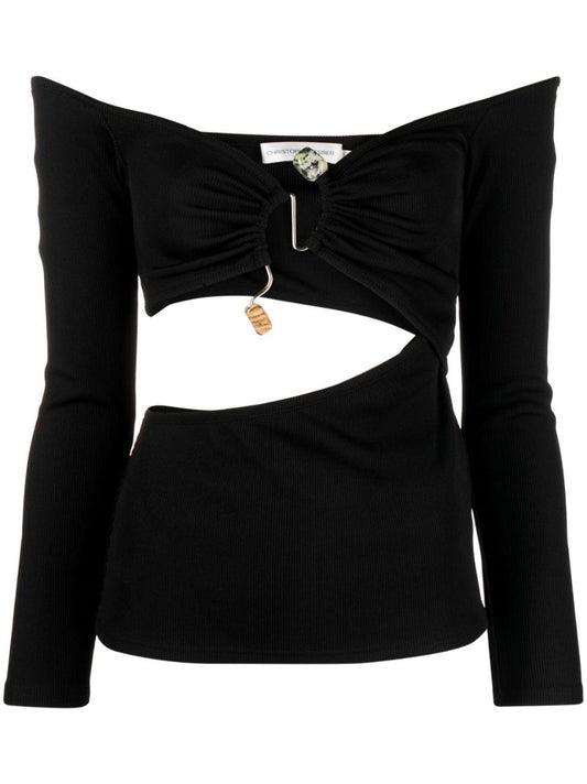Black Distorted Quartz Cut-out Top