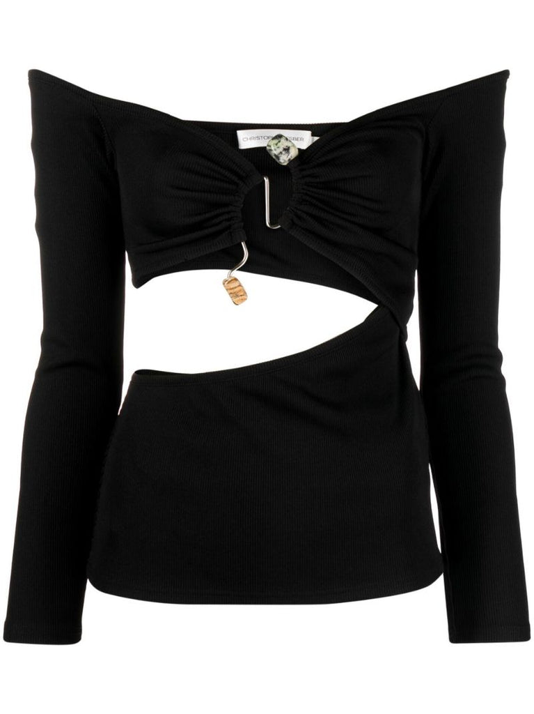 Black Distorted Quartz Cut-out Top