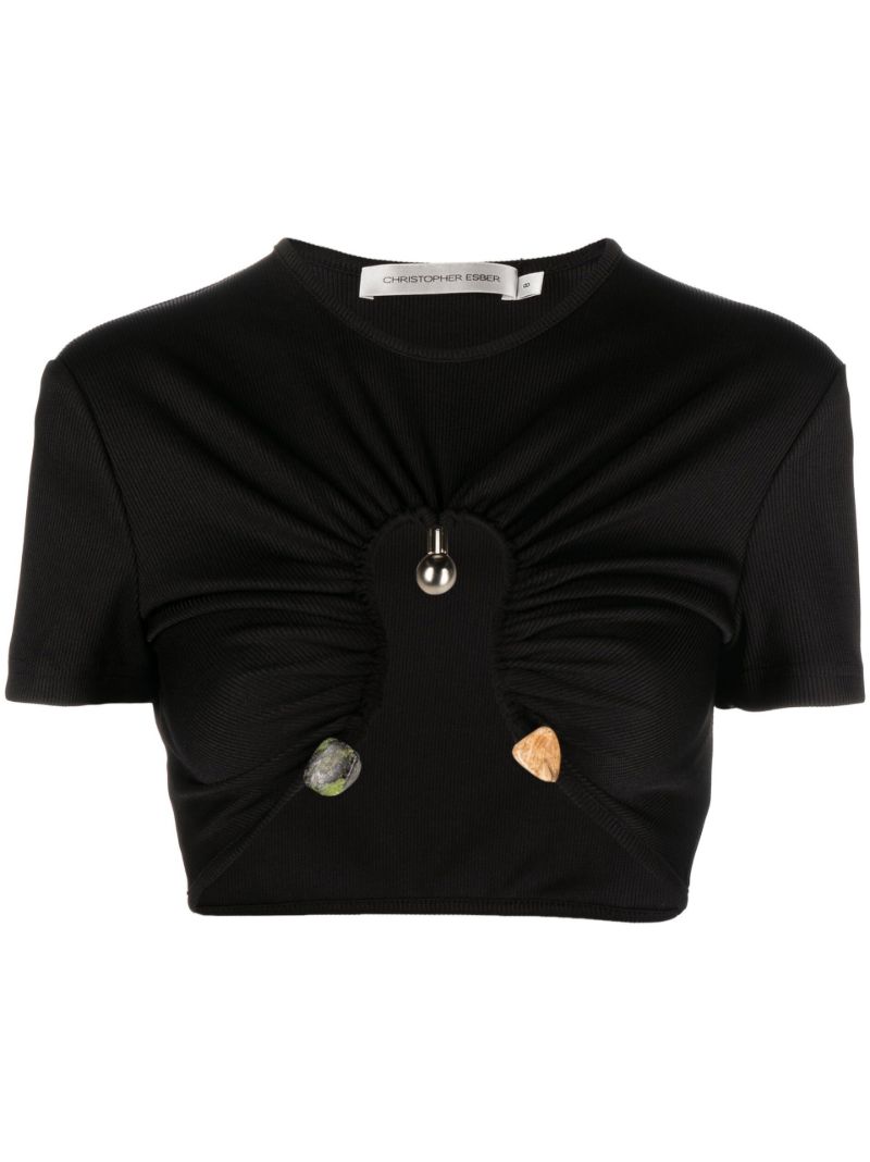 Black Ruched Quartz Crop Top