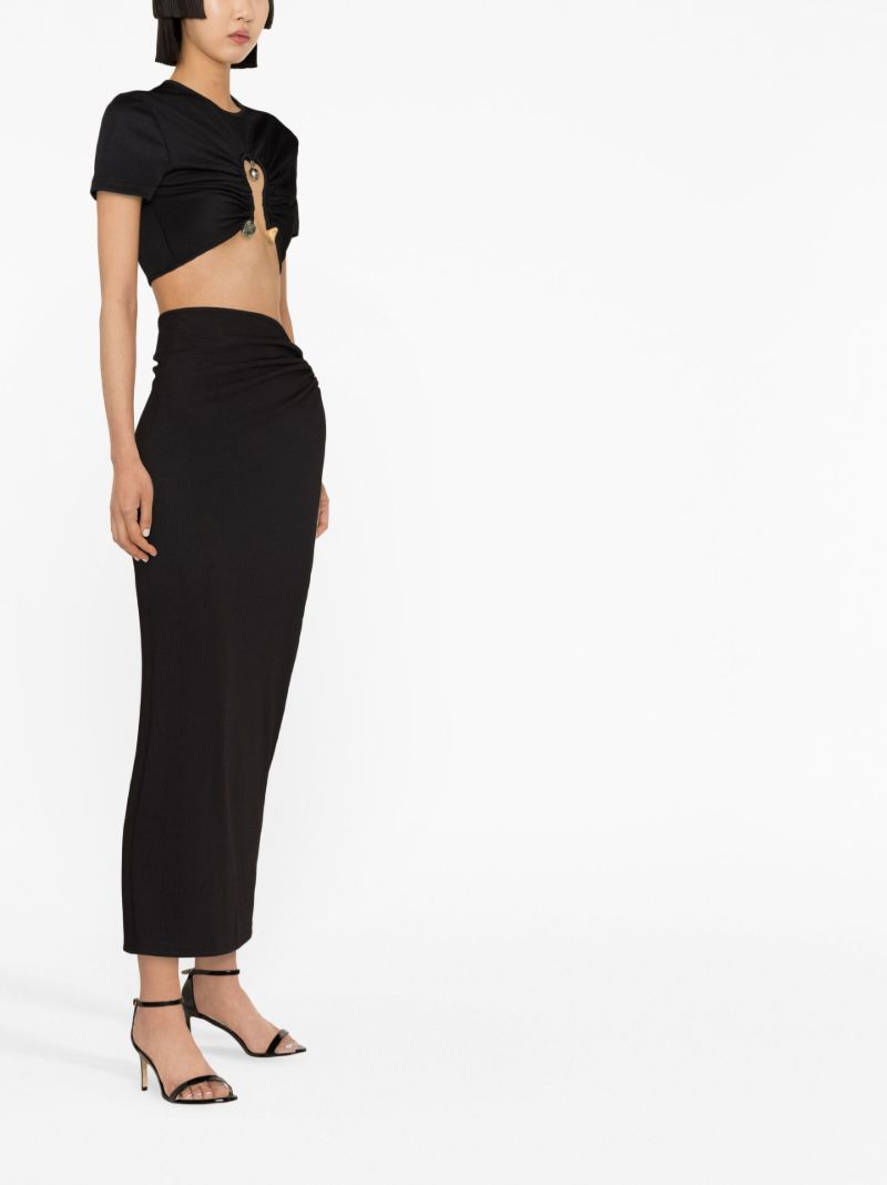 Black Ruched Quartz Crop Top