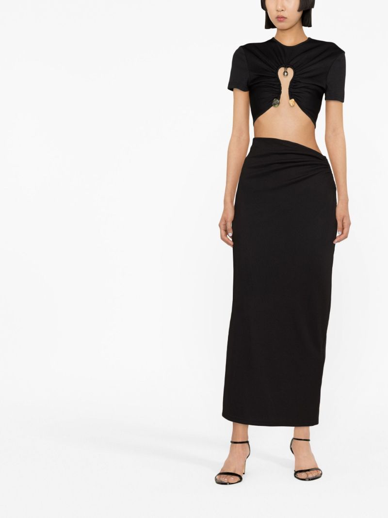 Black Ruched Quartz Crop Top