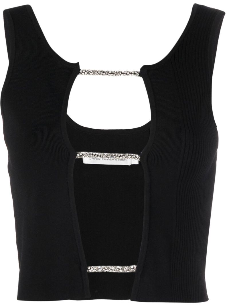 Black Cut-out Knitted Crop Top