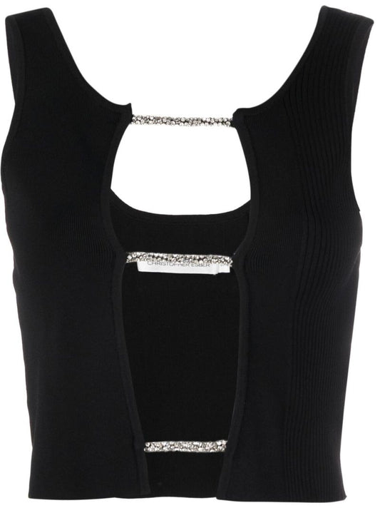 Black Cut-out Knitted Crop Top