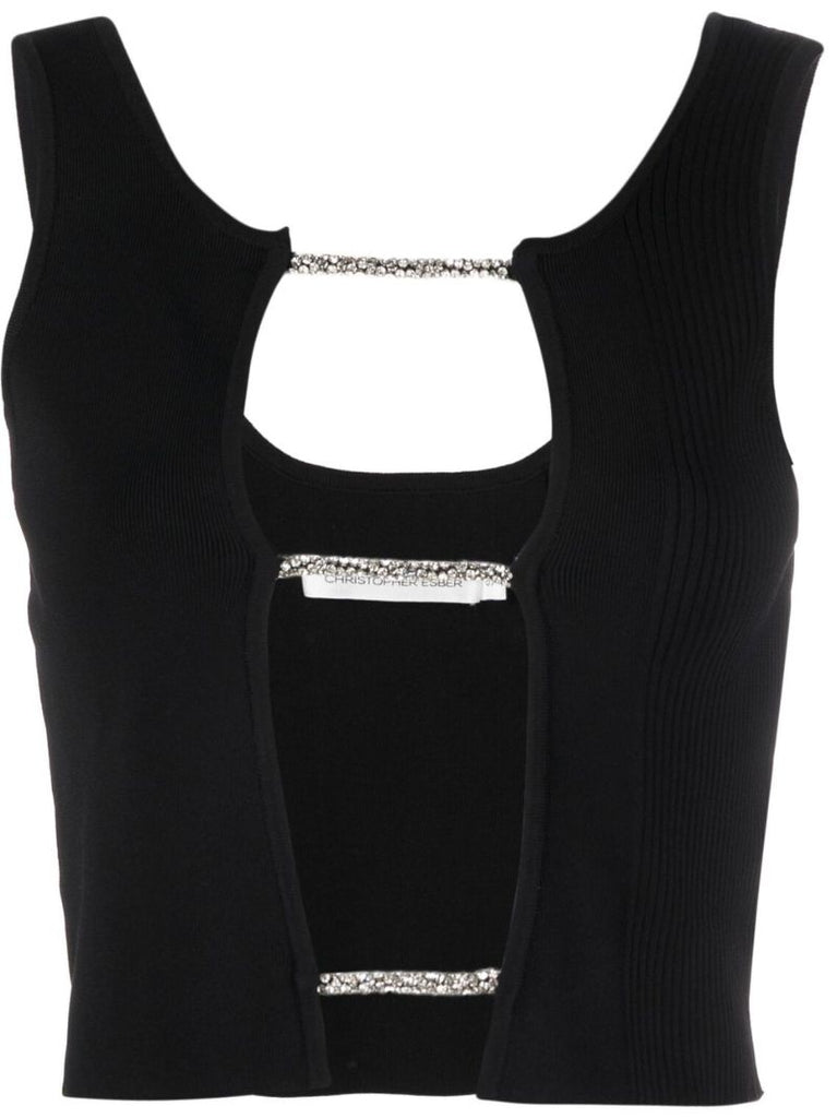 Black Cut-out Knitted Crop Top