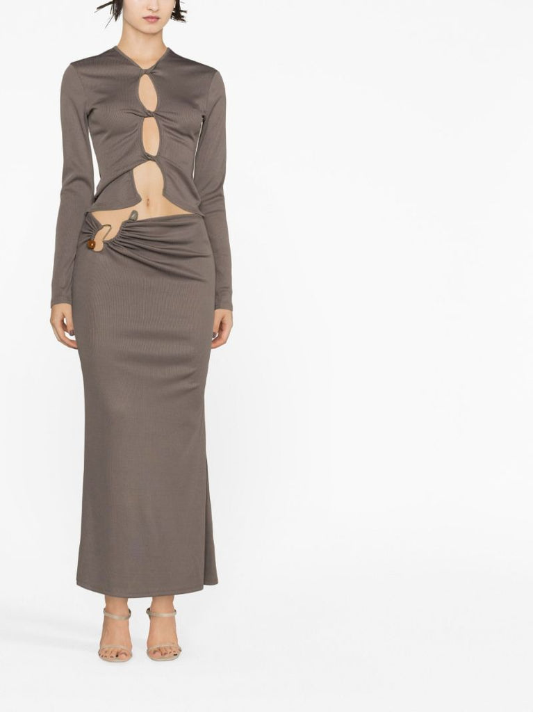 Grey Distort Quartz Midi Skirt