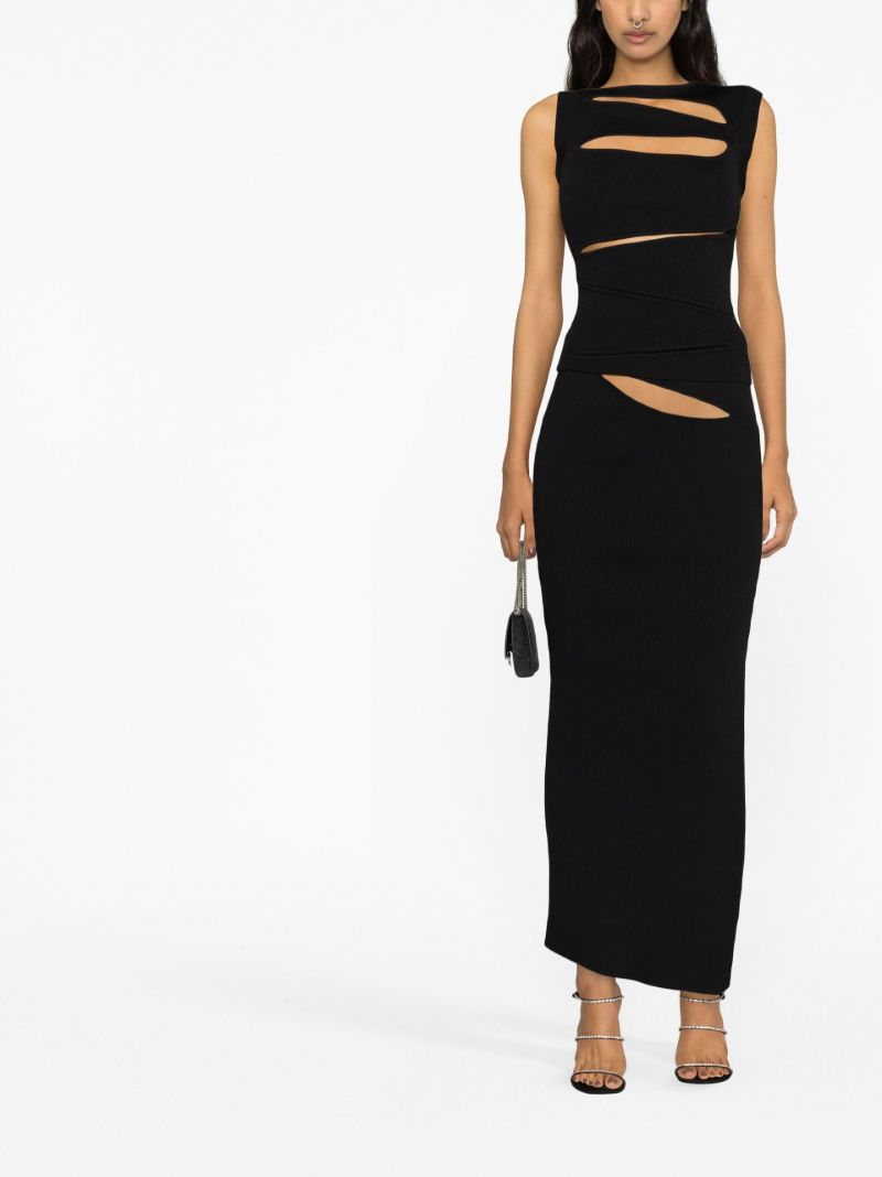 Black Cut-out Ribbed-knit Skirt