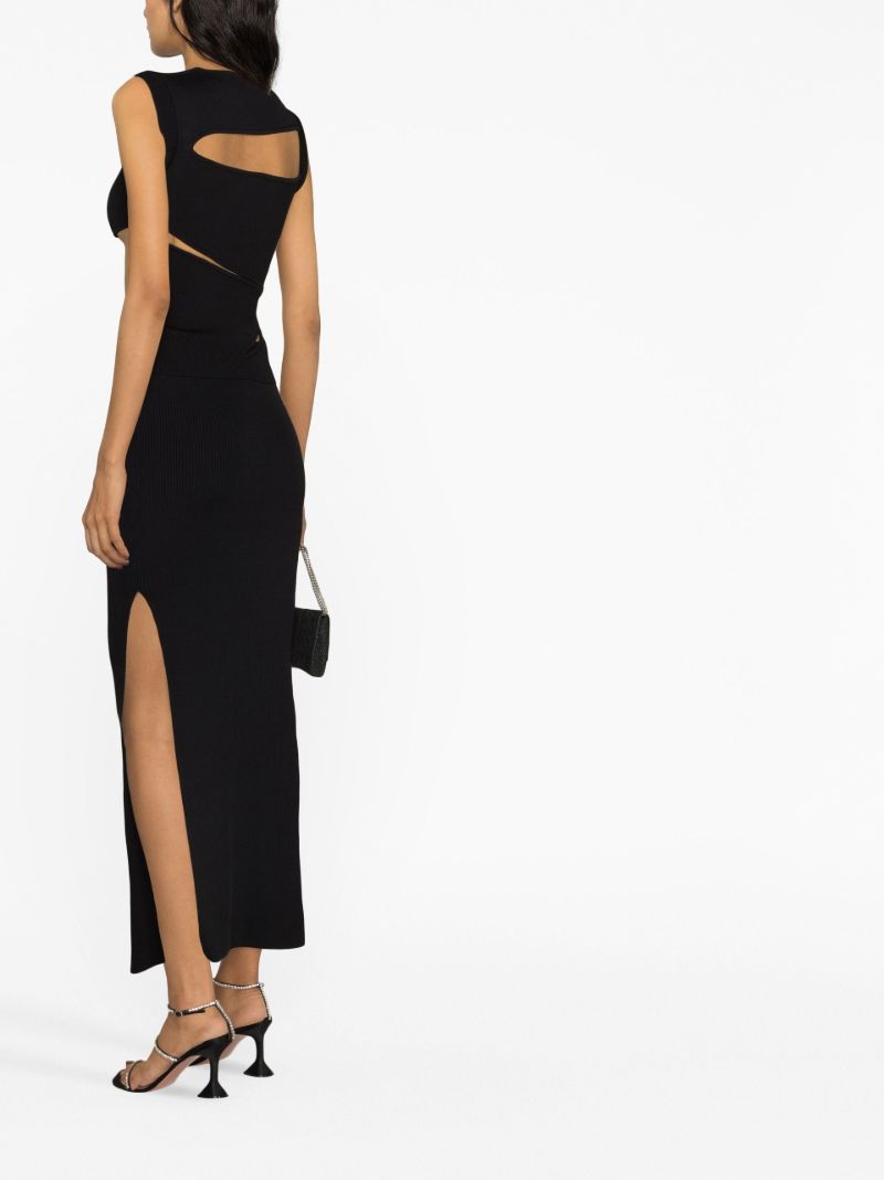 Black Cut-out Ribbed-knit Skirt