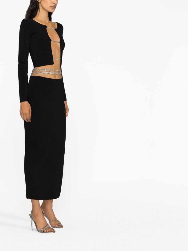 Black Crystal Lattice Midi Skirt