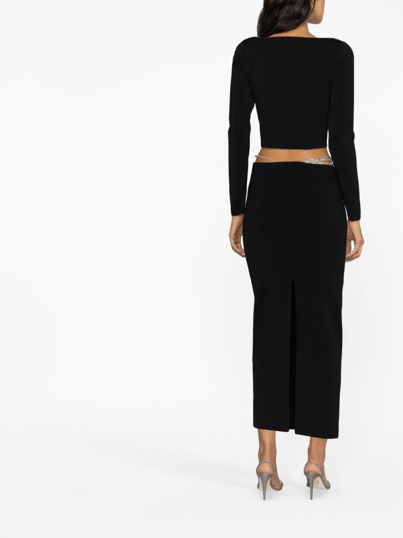 Black Crystal Lattice Midi Skirt