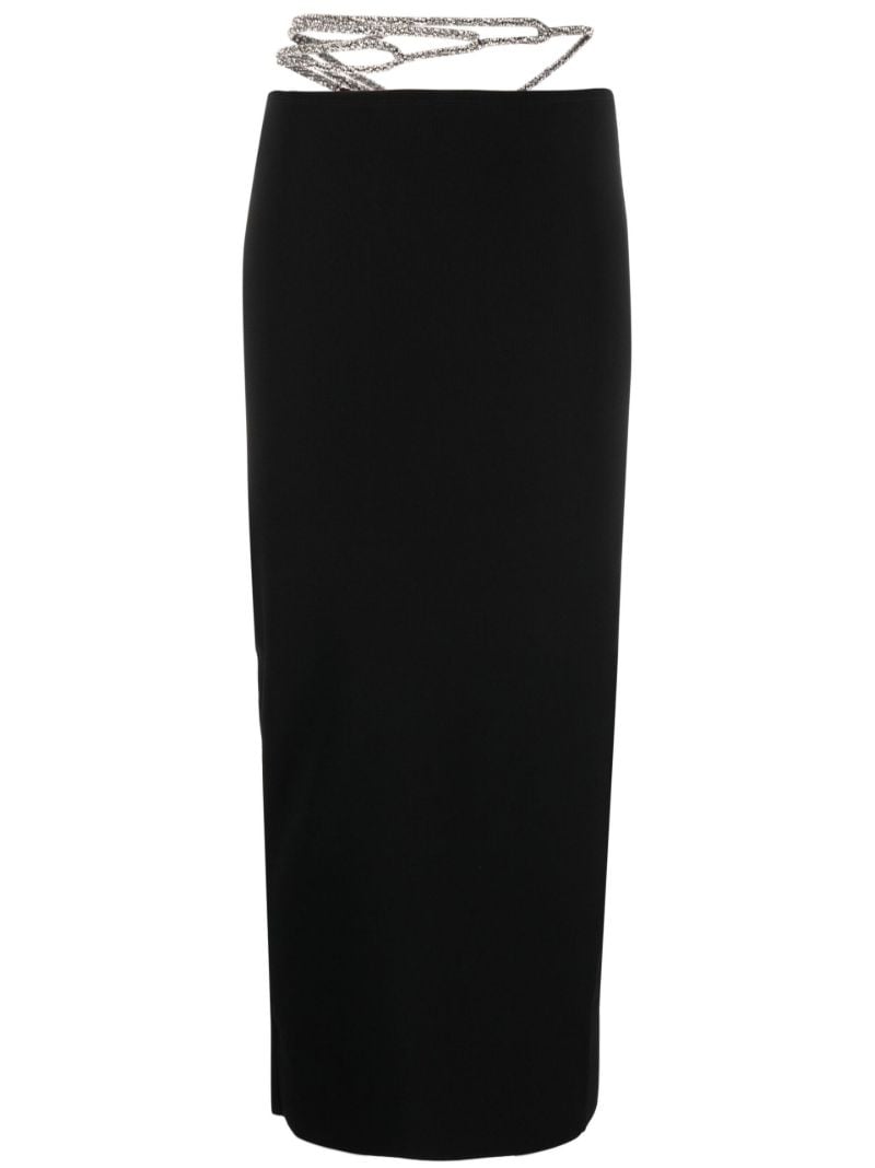 Black Crystal Lattice Midi Skirt
